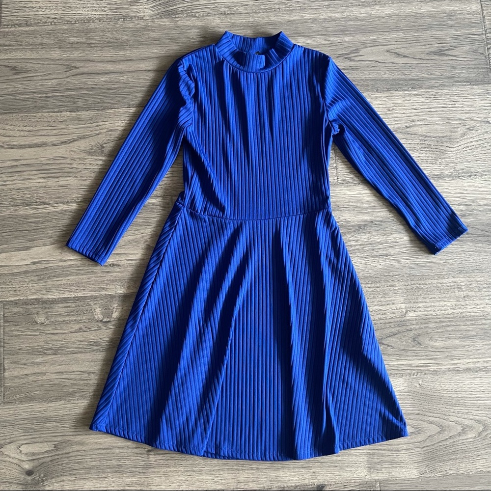 Long Sleeves Ribbed Fit & Flare Dress size S